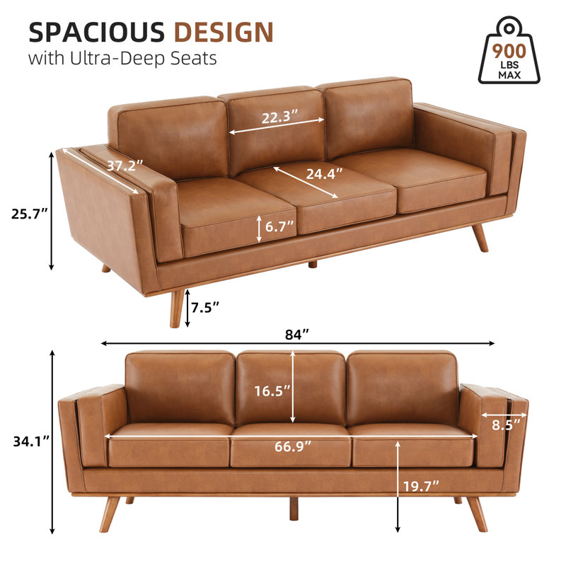 George Oliver Reeves 84'' Vegan Leather Sofa & Reviews | Wayfair